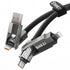 SHEZI Upgraded 4 in 1 60W 5FT USB C Cable, Nylon Braided Fast Charging iPhone Charger Cord, Grey