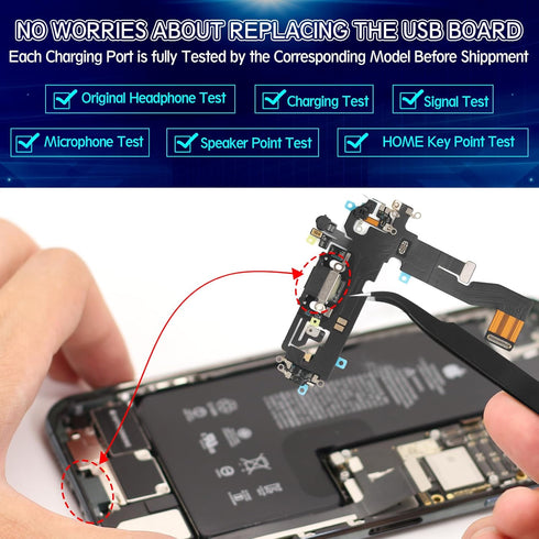 YWLRONG Replacement for iPhone 12 Charging Port Dock Connector, USB Charger Board Flex Cable Assembly with Repair Tools