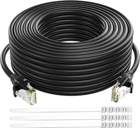 Adoreen Cat 6 Ethernet Cable 150 Ft-Black, Outdoor & Indoor Snagless Long