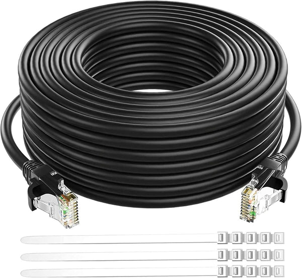 Adoreen Cat 6 Ethernet Cable 150 Ft-Black, Outdoor & Indoor Snagless Long