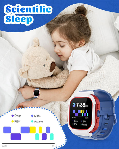 Smart Watch for Kids Girls Boys, Fitness Tracker with Pedometer, Heart Rate Monitor, IP68 Waterproof, Blue