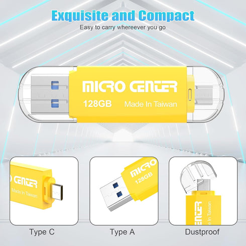 INLAND Micro Center 128GB Type C Flash Drive & OTG USB 3.0 Dual Flash Drives for Android Smartphones, MacBook, PC