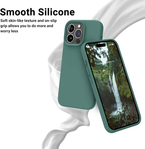 OTOFLY iPhone 14 Pro Case, Silicone Shockproof Slim Thin Phone Case, 6.1 inch, Pine Green