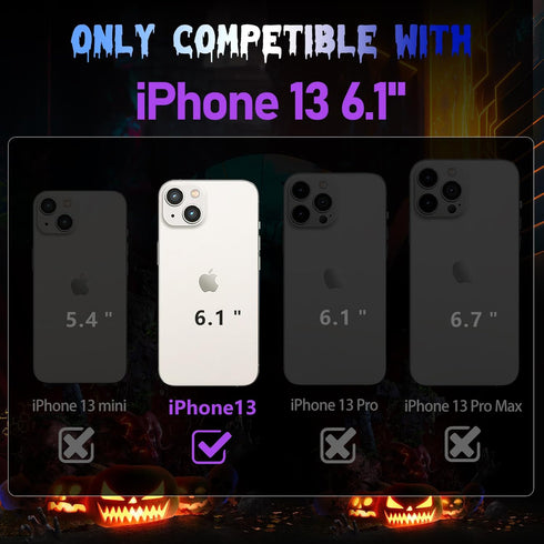 for iPhone 13 Phone Case for Men Women, Cool Skull Skeleton Funny Gothic Hollow Phone case for iPhone 13 Cute Hollowed Plated Shockproof Cover for Boys Girls, Sierra Blue