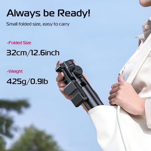 ULANZI MT-70 63" 2 360 Extendable Tripod, Selfie Stick Vlog Tripod Stand with Phone Clips as Teleprompter, Rotate