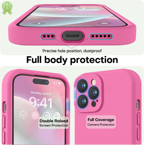 LOVE 3000 iPhone 14 Pro Case, Premium Silicone with Soft Anti-Scratch Microfiber Lining, Shockproof Cover