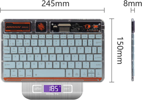 Bluetooth Keyboard for iPad, 10-inch Wireless Keyboard for PC Tablet Phone, Rechargeable Multi-Device RGB Backlit