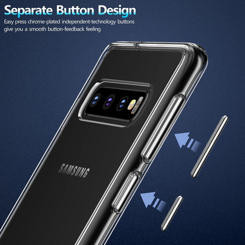 Rayboen Case for Galaxy S10 Plus, Shockproof Transparent Hard PC Back Flexible TPU Protection Phone Cover