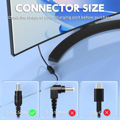 12V AC Adapter for Dell 22'' 23'' 24'' Monitors S2240M, S2240L, S2316H, Power Supply Cord for LED LCD Screens