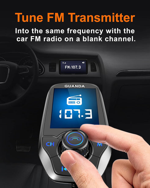 Upgraded Bluetooth FM Transmitter for Car, Wireless Radio Adapter Kit with 1.8" Color Display, Fast Charging