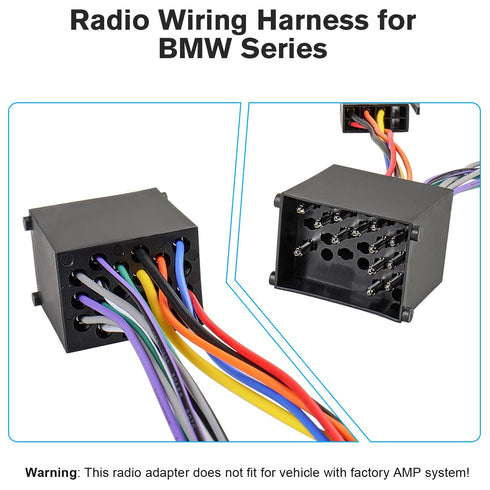 E30 E32 E36 E39 E38 E46 Z3,Aftermarket 17PIN ISO Radio Wiring Harness Adapter Compatible with BMW Stereo Wire Harness