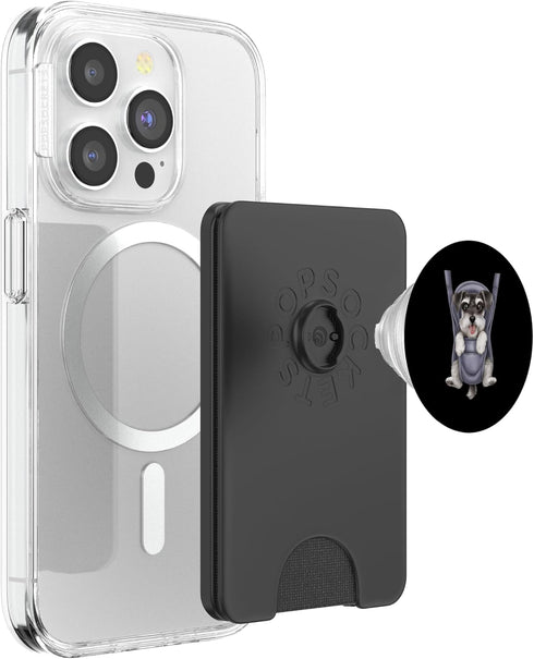 Miniature Schnauzer Puppy Lover PS Funny Miniature Schnauzer Puppy In A Baby Carrier. Dog Lover PopSockets PopWallet