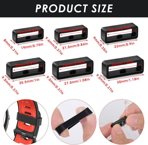 Silicone Watch Band Loops Watch Strap Keeper Replacement Watchband Holder Loop Fastener Rings Compatible with Universal Watch