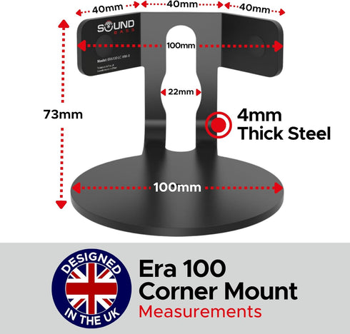 ERA100 Corner Wall Mount Bracket, Low Profile, Black, Single (1pc) with Mounting Hardware for Sonos ERA 100