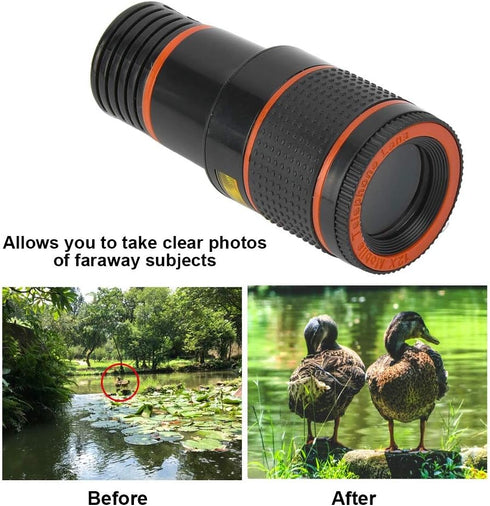 Cell Phone Camera Lens, Professional 12X Telephoto Lens, Telescopic Focusing Universal Phone Camera Lens for Mobile