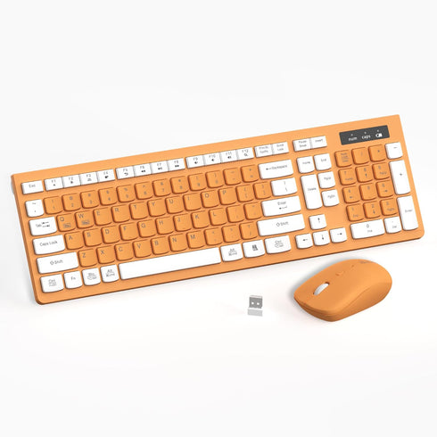 RECCAZR Wireless Keyboard and Mouse Combo, 2.4G Full-Sized Keyboard and Mouse Cordless, 3