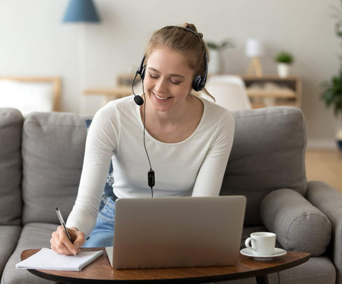 Aluratek Wired USB Stereo Headset with Noise Reducing Boom Mic, In-Line Controls for Distance Learning & Gaming