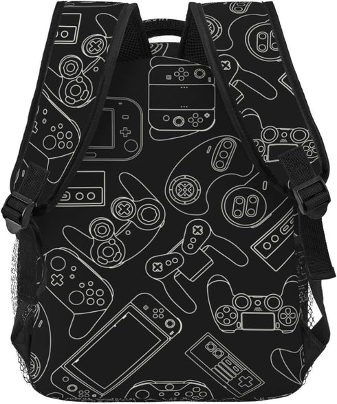 Fiokroo Backpack Backpacks Daypack Video Game Controller Black Background School Bag For Students Teens Men Women