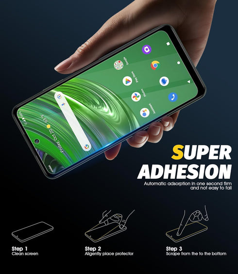 Orzero 3 Pack Tempered Glass Screen Protector for Cricket Outlast/AT&T Jetmore, HD Anti-Scratch, Bubble-Free, Precise