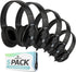 Sonitum Kids Headphones, 5-Pack, On-Ear, Adjustable, Cushioned, 3.5mm Wired, Black