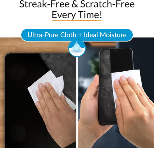 iCloth (24 Screen Cleaner Wipes by Individually Wrapped Travel Size Streak-Free Large Wipes)