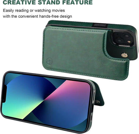 OT ONETOP 13 6.1 Inch ONETOP Compatible with Magsafe for iPhone Wallet Case with Card Holder, PU Leather Kickstand RFID