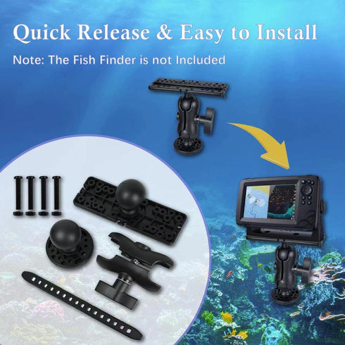 Fish Finder Mount Base, Universal 360° Rotation Ball-Mount Bracket for Marine Boat Kayak, Nylon & Stainless Steel
