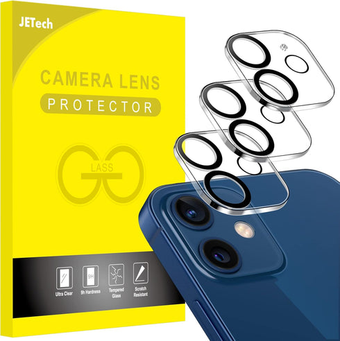 JETech 3-Pack Camera Lens Protector for iPhone 12 6.1", 9H Tempered Glass, HD Clear, Anti-Scratch, Case Friendly, Night