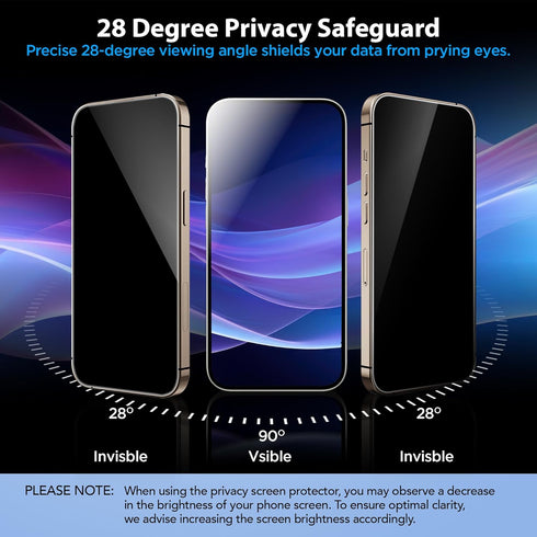 UARMOR Glass Privacy Screen Protector for iPhone 15 Pro Max (6.7") 9H Premium Tempered Glass with Easy Installation