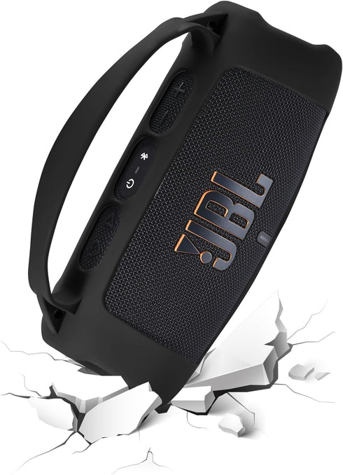 Silicone Cover Case for JBL Charge 5 Wi-Fi Portable Wireless Speaker, Carrying Skin Accessories, Black