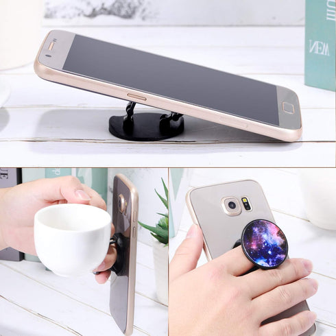 Weewooday 10 Pieces Self-Adhesive Nebula Phone Grip Holder for Smartphones and Tablets