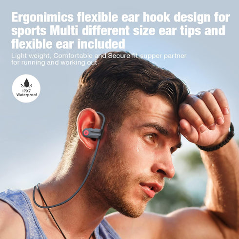 Boean Bluetooth Headphones, Wireless Earbuds with 16 Hours Playtime Bluetooth 5.3 Wireless Headphones HD Deep Bass Stereo Sound Isolation IPX7 Waterproof Earphones for Workout Running Sports