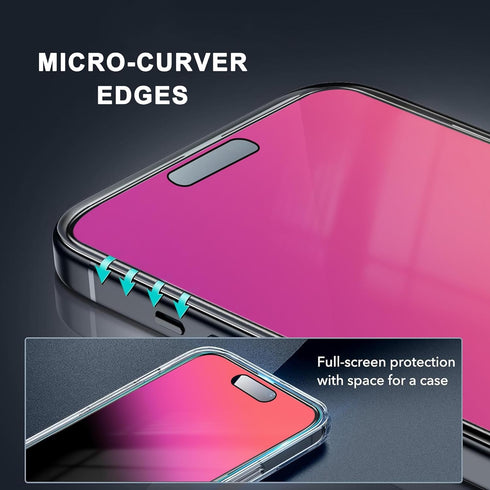 2 PACK iPhone 14 Pro Max Privacy Screen Protector - 25° Anti-Spy Tempered Glass, Easy Install, Bubble-Free, Colorful