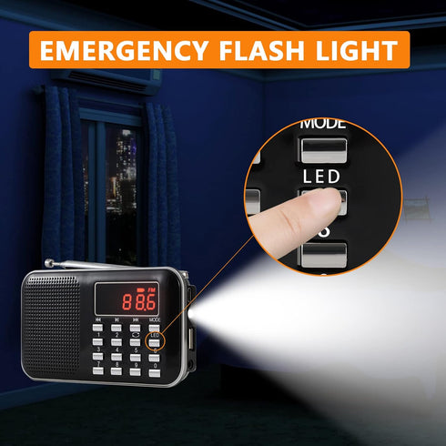 Leting Portable AM FM Radios with MP3 Speaker, Rechargeable Battery, Mini Radio with Best Reception, Supports Micro