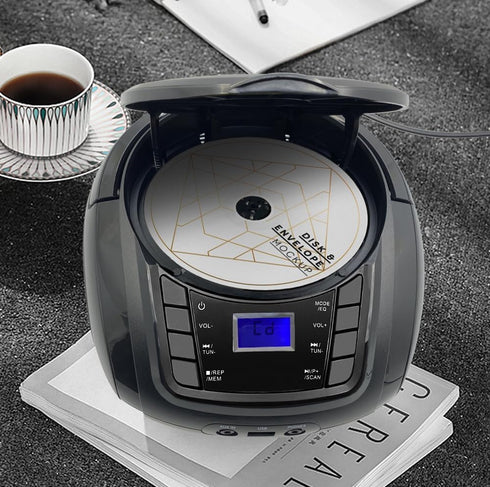 LONPOO Portable Boombox, CD Player, Bluetooth, USB, MP3, AUX, FM Radio, Built-in Stereo Speakers, Carrying Handle, LCD