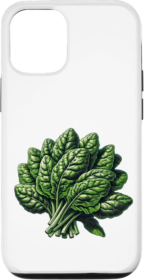 Big Vegetable Spinach Illustration iPhone 12/12 Pro Food Vegetable Retro Drawing Vintage Art - Spinach Case