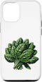 Big Vegetable Spinach Illustration iPhone 12/12 Pro Food Vegetable Retro Drawing Vintage Art - Spinach Case