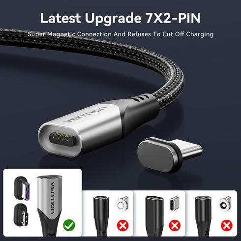 100W Magnetic Charging Cable Type C, 90 Magnetic USB C Charging Cable 3.3ft/Magnetic Phone Charger Cable for