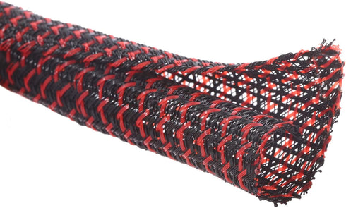 Alex Tech 10ft Cord Protector Wire Loom Tubing, 3/8 inch Split Sleeving for USB Cable, Blackred