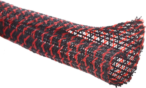 Alex Tech 10ft Cord Protector Wire Loom Tubing, 3/8 inch Split Sleeving for USB Cable, Blackred