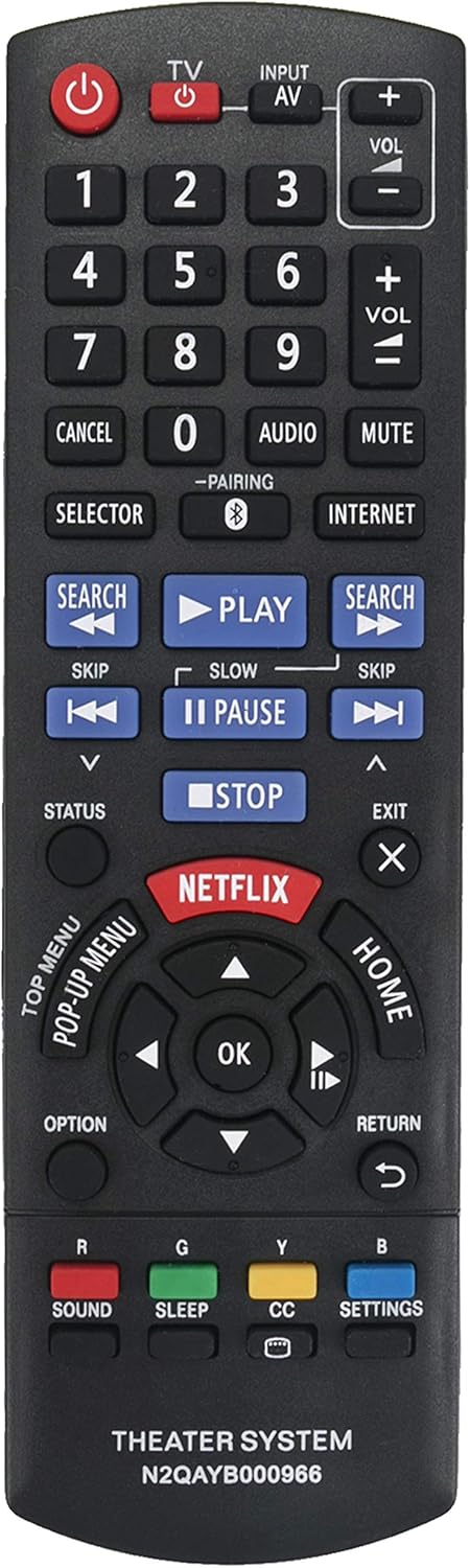 N2QAYB000966 Remote Control for Panasonic Blu-ray Disc Home Theater System SC-BTT465 SC-BTT466 and More