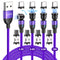 Magnetic Charging Cable 4 Pack (3.3ft/6.6ft/6.6ft/10ft), 540 Degree Rotating Magnetic Phone Charger Cable, 3 in 1 Nylon