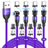 Magnetic Charging Cable 4 Pack (3.3ft/6.6ft/6.6ft/10ft), 540 Degree Rotating Magnetic Phone Charger Cable, 3 in 1 Nylon