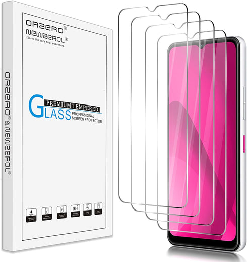 Orzero (4 Pack) Tempered Glass Screen Protector for T-Mobile REVVL 7 5G 6.58 inch, 2.5D Arc Edges, 9H Hardness