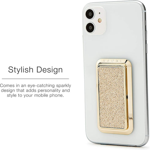 HANDL New York Champagne Glitter HANDLstick Silver Glitter Grip and Stand for Smartphone