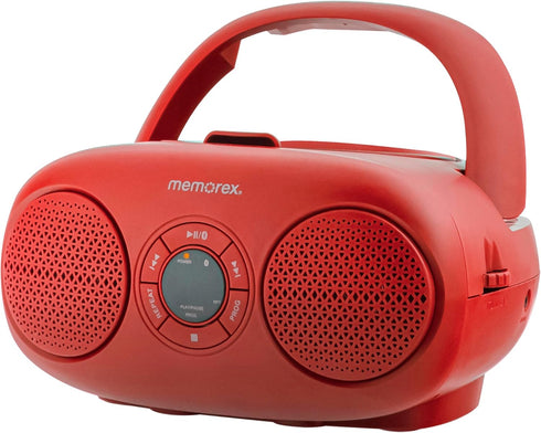 Memorex Programmable AM/FM Top Loading CD Player | Portable Stereo with Memory | Auxiliary Input and LED Display (Red)