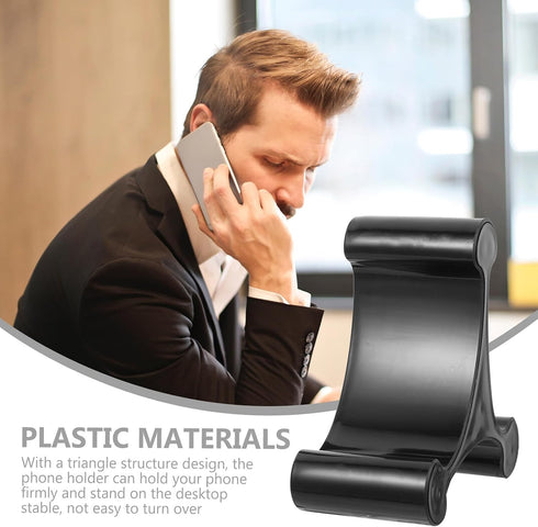 AGFELO Triangle Desktop Phone Holder Stand for Cellphone and Tablet, Black Triangular Desk Mount Rack for Mobile