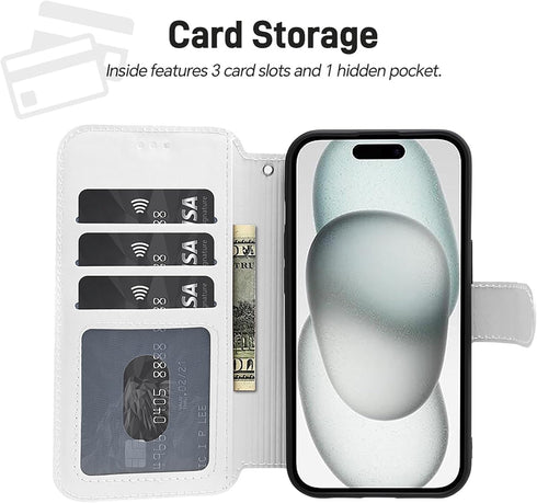 ZHANLEI 15, Salmon Printed Phone Wallet Case for iPhone PU Leather Flip Phone Cases Cover with Card Slots and Wrist