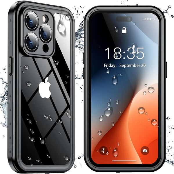 SPIDERCASE Waterproof Case for iPhone 14 Pro Max, Military Dropproof, Built-in Screen Protector, IP68, Black