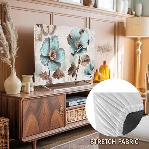 Singingin 65 Inch, Victorian Style Broccoli Butterfly TV Dust Cover Blue Flowers Plant Computer Monitor Cover Dustproof